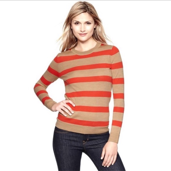 GAP Striped Merino Wool Crew Neck Sweater - Picture 1 of 2
